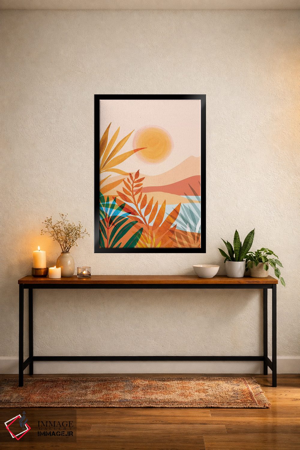 تابلو مدرن باغ طلایی یونانی اثر مدرن تروپیکال - D5B