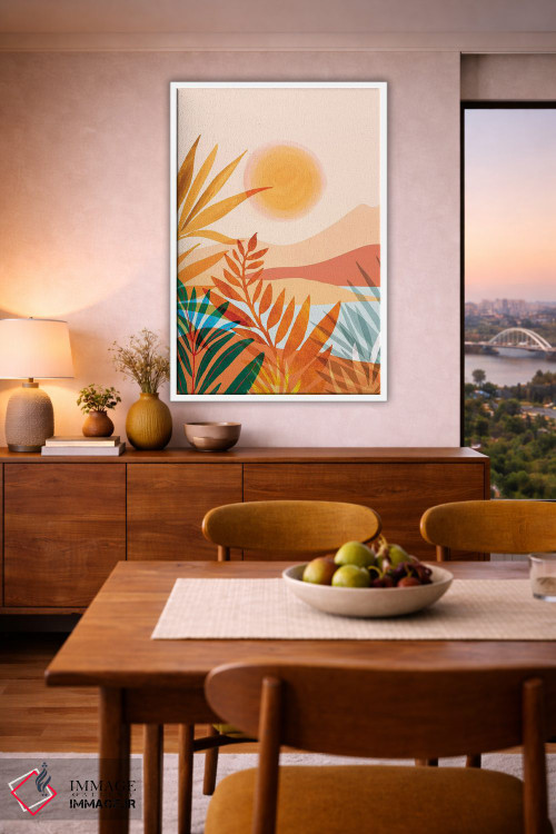 تابلو مدرن باغ طلایی یونانی اثر مدرن تروپیکال - D6W