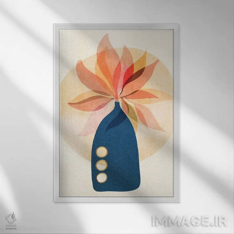 تابلو مینیمال دسته گل فصلی اثر مدرن تروپیکال - نمای قابدار سفید