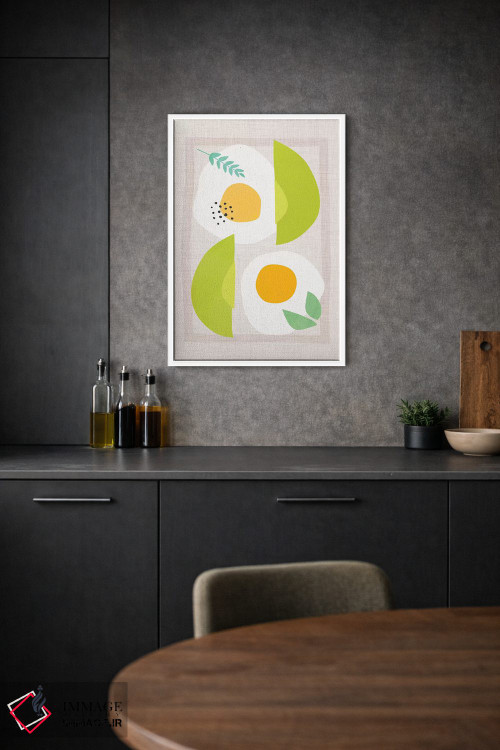 تابلو مینیمال آووکادو و تخم مرغ اثر مدرن تروپیکال - D1W