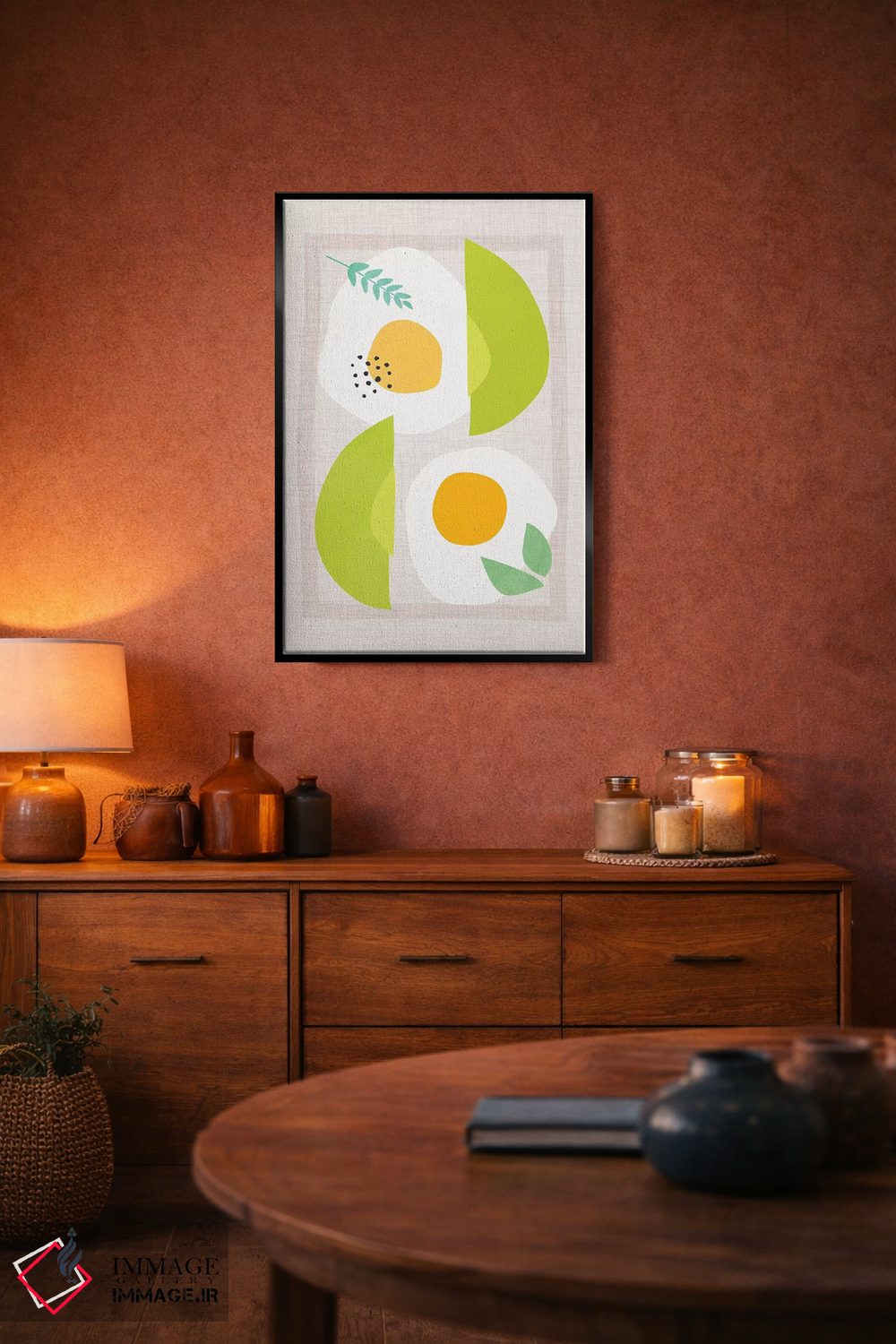 تابلو مینیمال آووکادو و تخم مرغ اثر مدرن تروپیکال - D4B