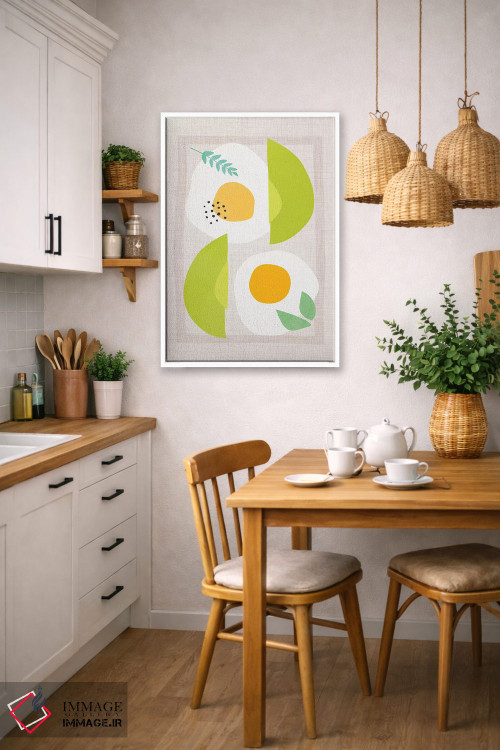 تابلو مینیمال آووکادو و تخم مرغ اثر مدرن تروپیکال - D5W