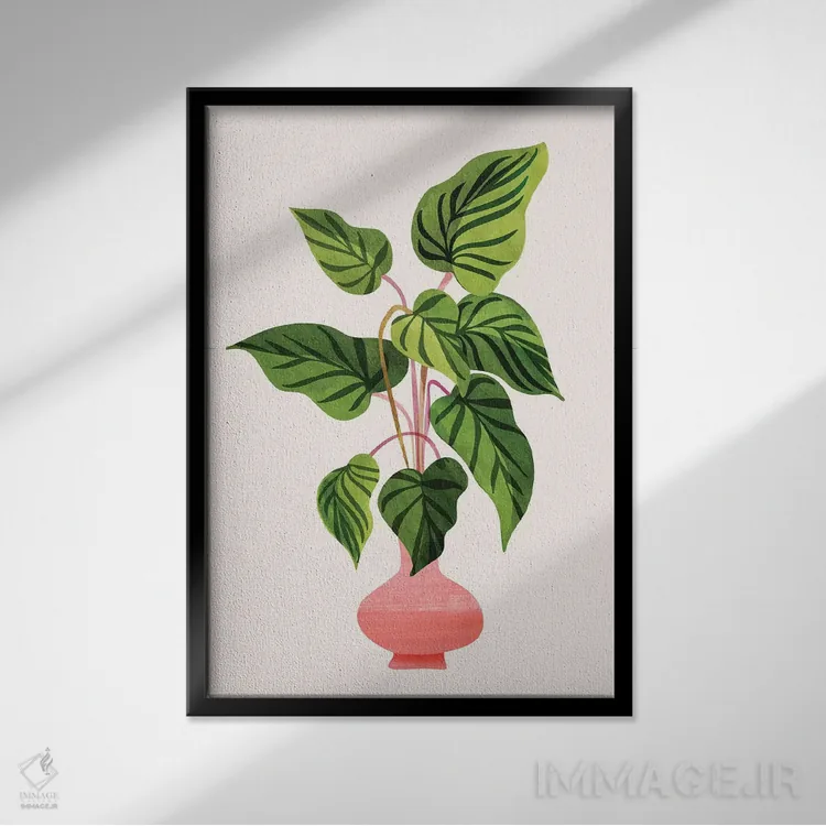 تابلو دکوراتیو شکوفا شدن اثر مدرن تروپیکال - نمای قابدار مشکی