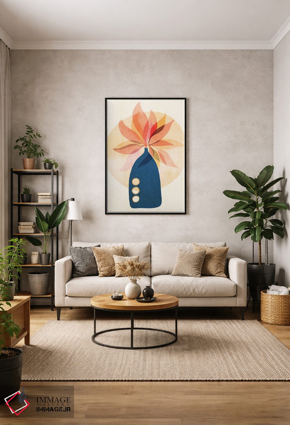 تابلو مینیمال دسته گل فصلی اثر مدرن تروپیکال - D1B