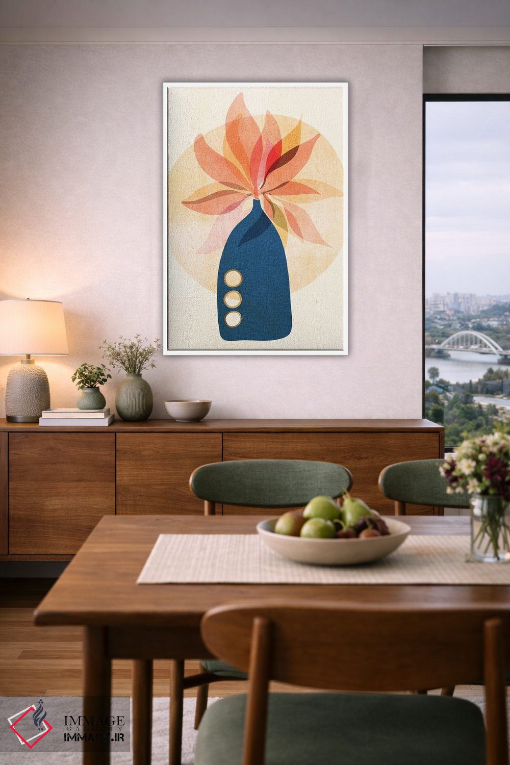 تابلو مینیمال دسته گل فصلی اثر مدرن تروپیکال - D6W