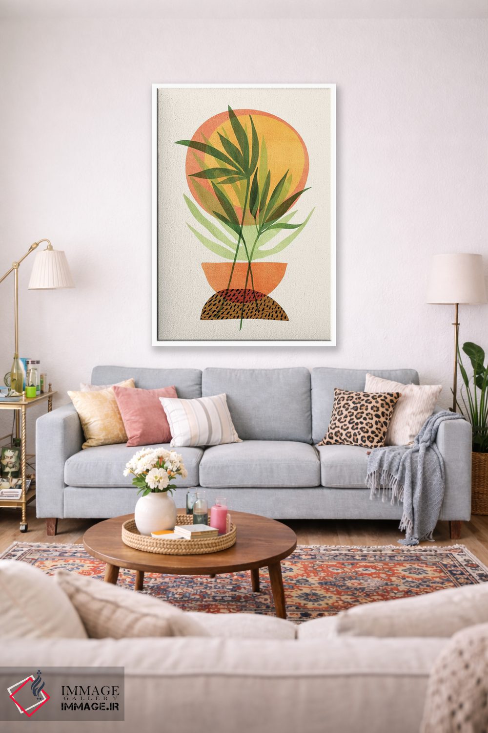 تابلو مینیمال باغ غروب رترو اثر مدرن تروپیکال - D1W