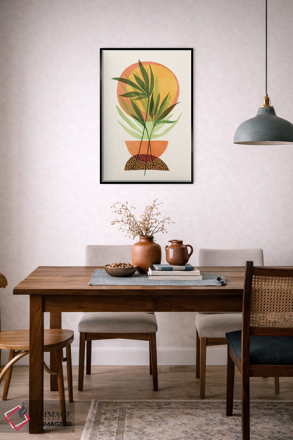 تابلو مینیمال باغ غروب رترو اثر مدرن تروپیکال - D5B