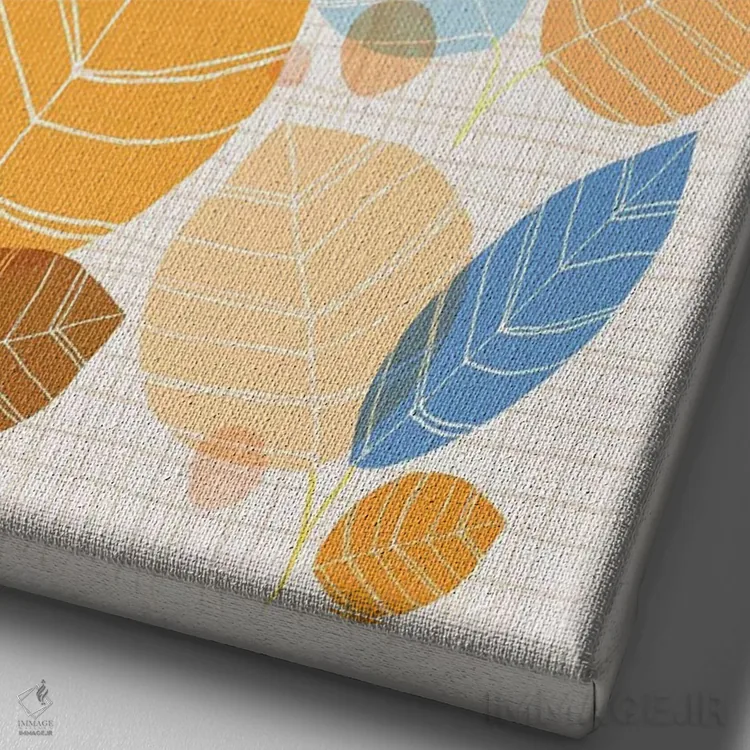 تابلو انتزاعی صنوبر طلایی اثر مدرن تروپیکال - نمای نزدیک بافت بوم