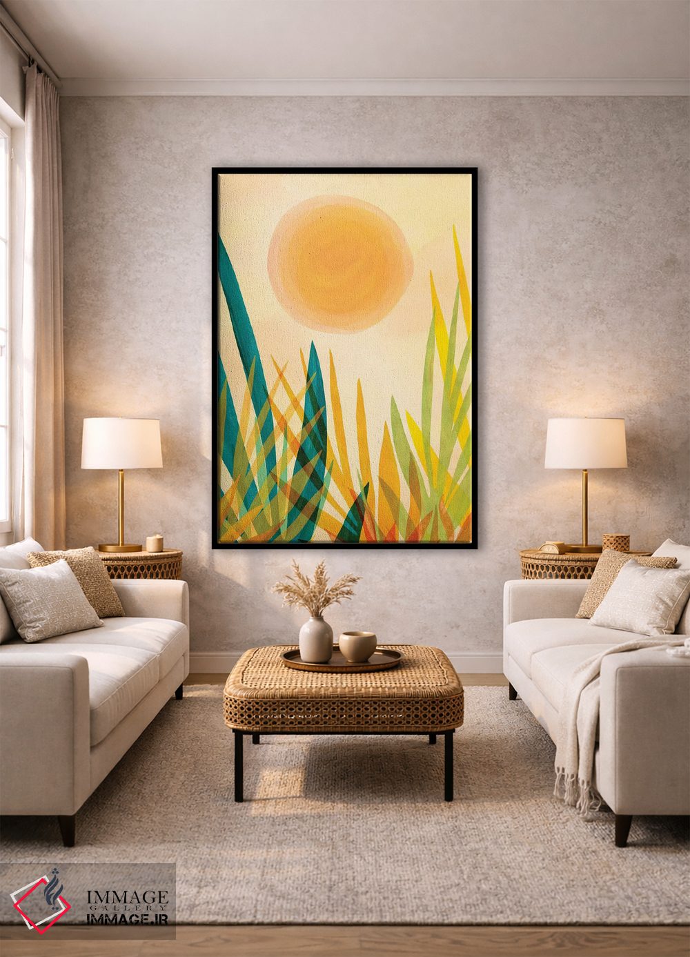 تابلو مدرن باغ طلایی اثر مدرن تروپیکال - D2B