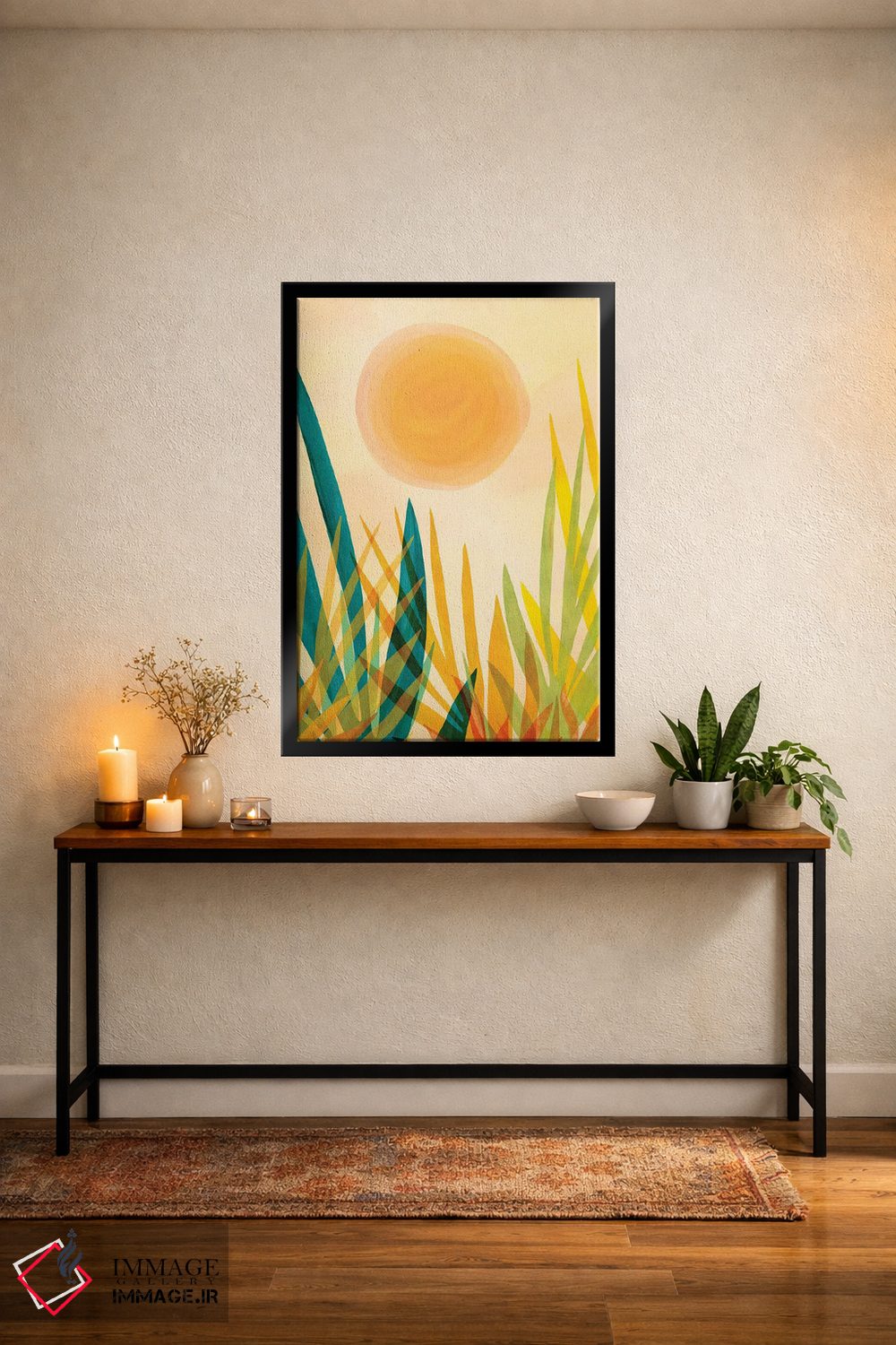 تابلو مدرن باغ طلایی اثر مدرن تروپیکال - D5B