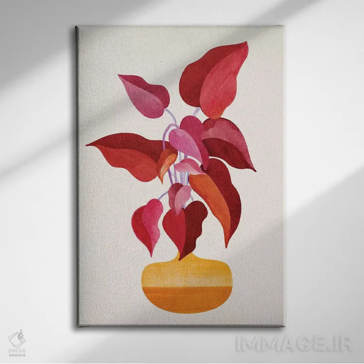 تابلو مینیمال کاملا بالغ اثر مدرن تروپیکال - نمای روبهرو روی دیوار