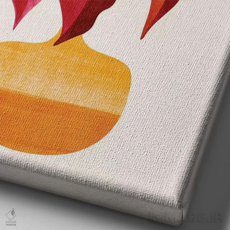 تابلو مینیمال کاملا بالغ اثر مدرن تروپیکال - نمای نزدیک بافت بوم