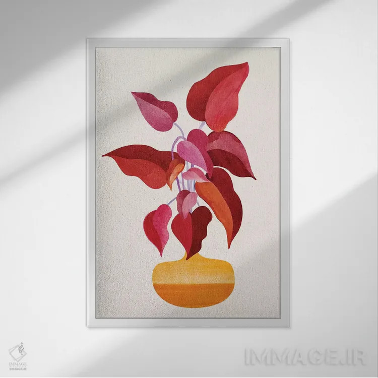 تابلو مینیمال کاملا بالغ اثر مدرن تروپیکال - نمای قابدار سفید