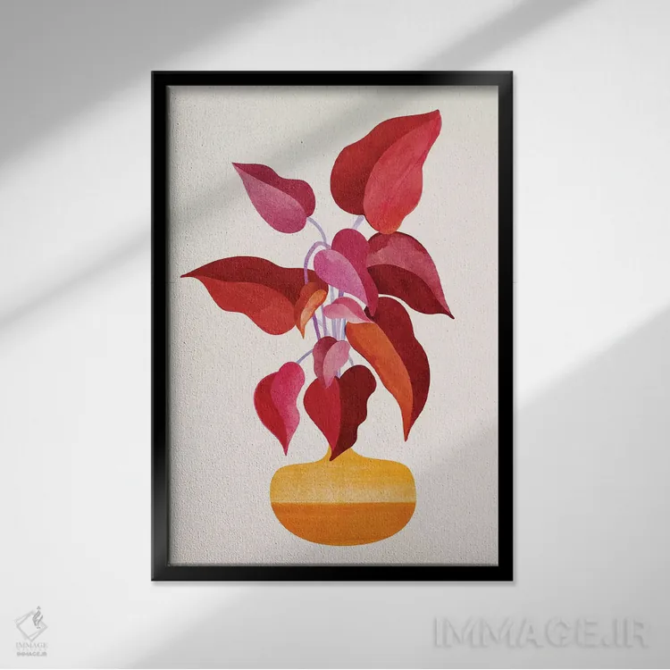 تابلو مینیمال کاملا بالغ اثر مدرن تروپیکال - نمای قابدار مشکی