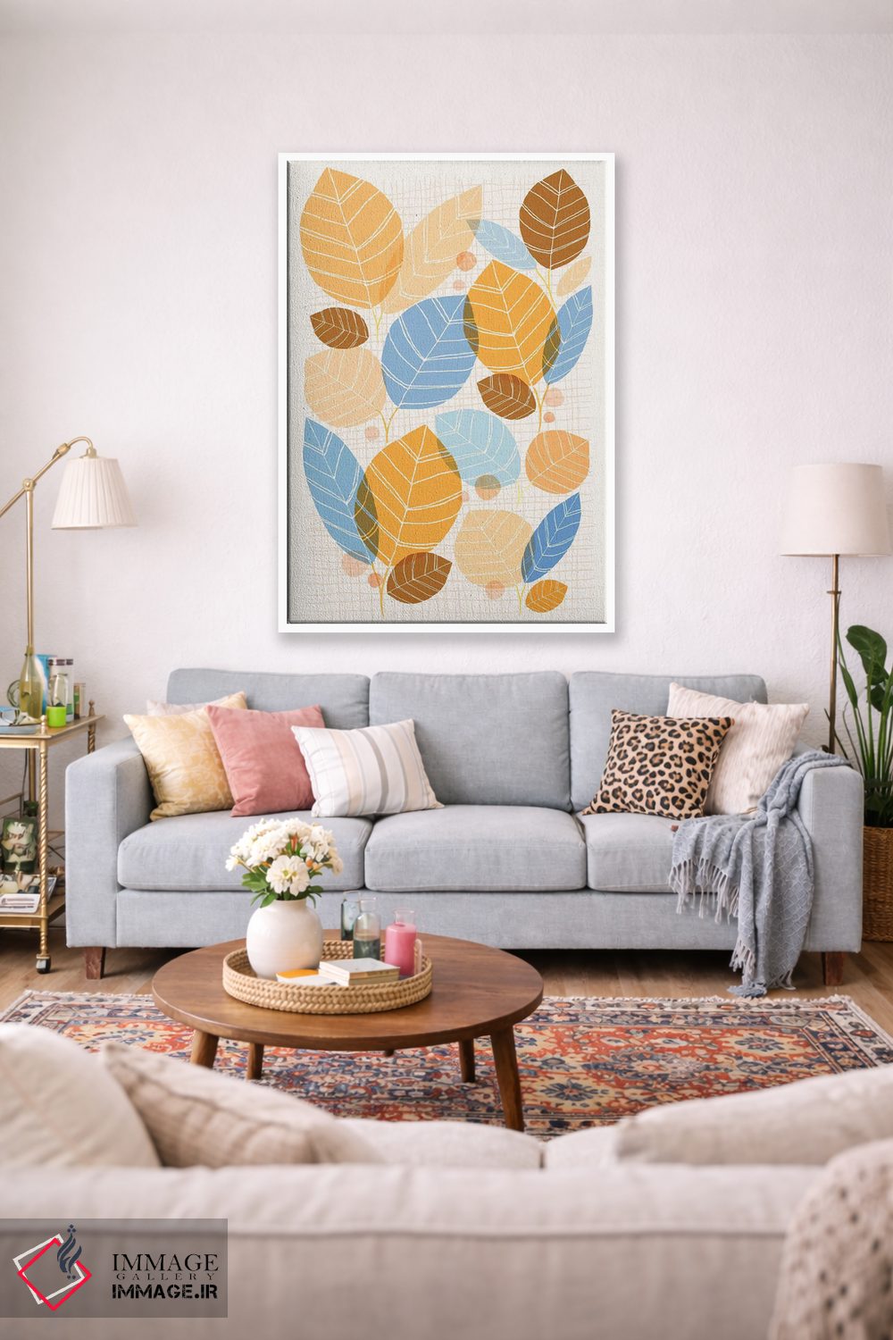 تابلو انتزاعی صنوبر طلایی اثر مدرن تروپیکال - D1W