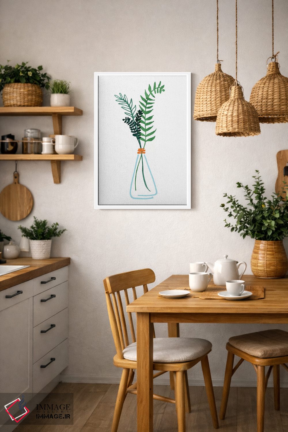 تابلو دکوراتیو شاخه های گیاهان دارویی اثر مدرن تروپیکال - D3W