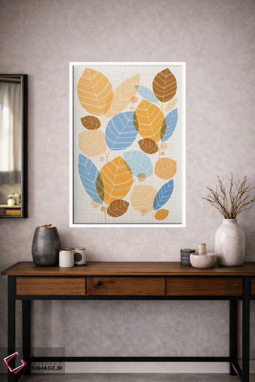 تابلو انتزاعی صنوبر طلایی اثر مدرن تروپیکال - D2W