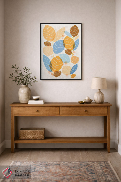 تابلو انتزاعی صنوبر طلایی اثر مدرن تروپیکال - D3B