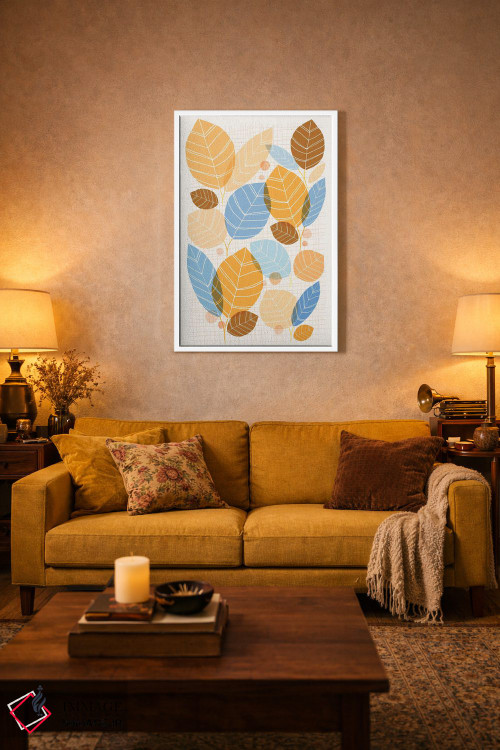 تابلو انتزاعی صنوبر طلایی اثر مدرن تروپیکال - D4W