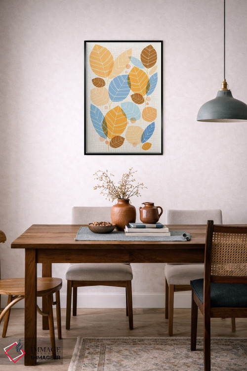 تابلو انتزاعی صنوبر طلایی اثر مدرن تروپیکال - D6B