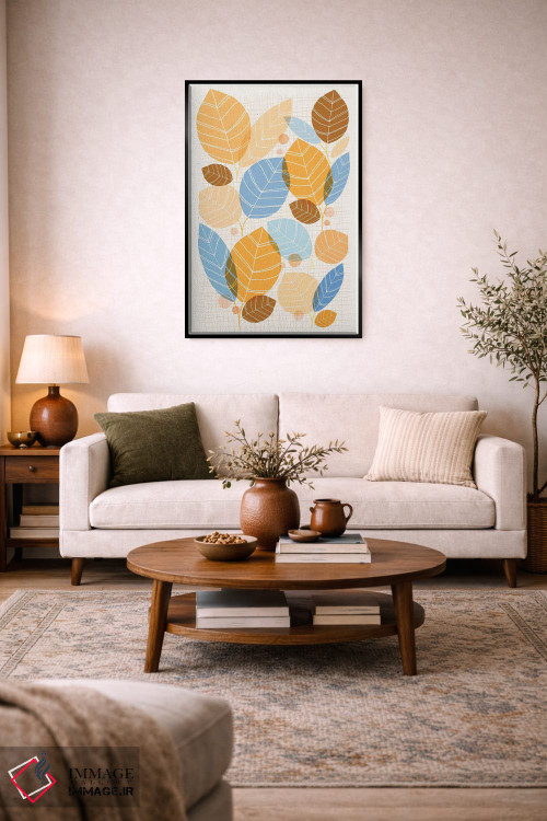 تابلو انتزاعی صنوبر طلایی اثر مدرن تروپیکال - D5B
