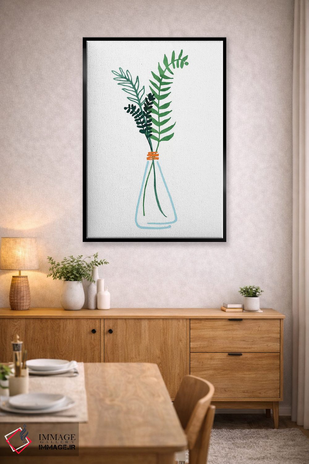 تابلو دکوراتیو شاخه های گیاهان دارویی اثر مدرن تروپیکال - D6B