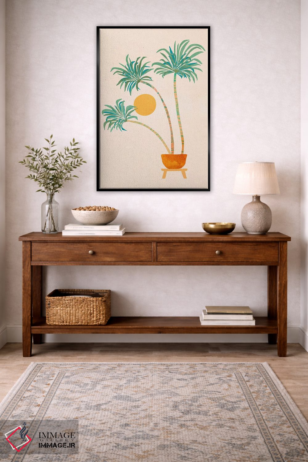 تابلو دکوراتیو نخل های جنوب کالیفرنیا اثر مدرن تروپیکال - D5B