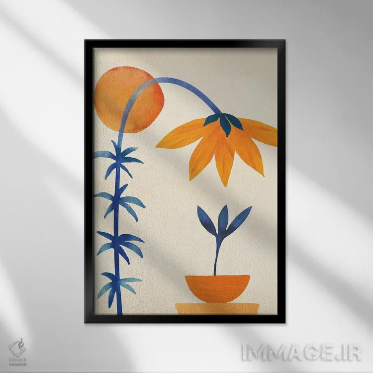 تابلو مینیمال به محله خوش آمدید اثر مدرن تروپیکال - نمای قابدار مشکی