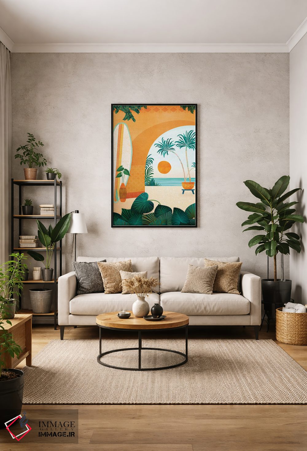 تابلو دکوراتیو اقامتگاه موج سواری کنار دریا اثر مدرن تروپیکال - D1B