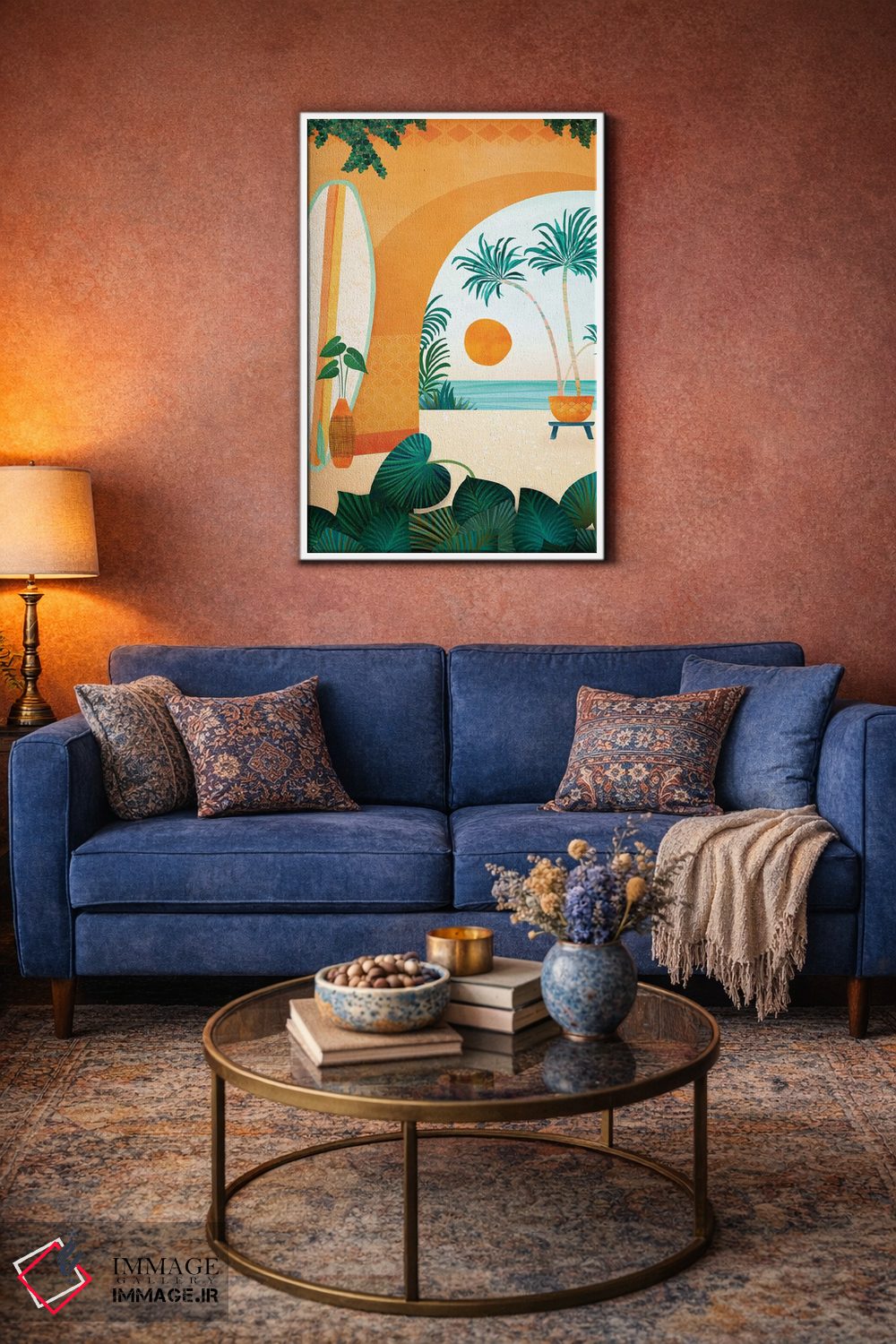 تابلو دکوراتیو اقامتگاه موج سواری کنار دریا اثر مدرن تروپیکال - D3W