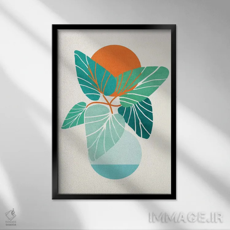 تابلو دکوراتیو زندگی گرمسیری اثر مدرن تروپیکال - نمای قابدار مشکی