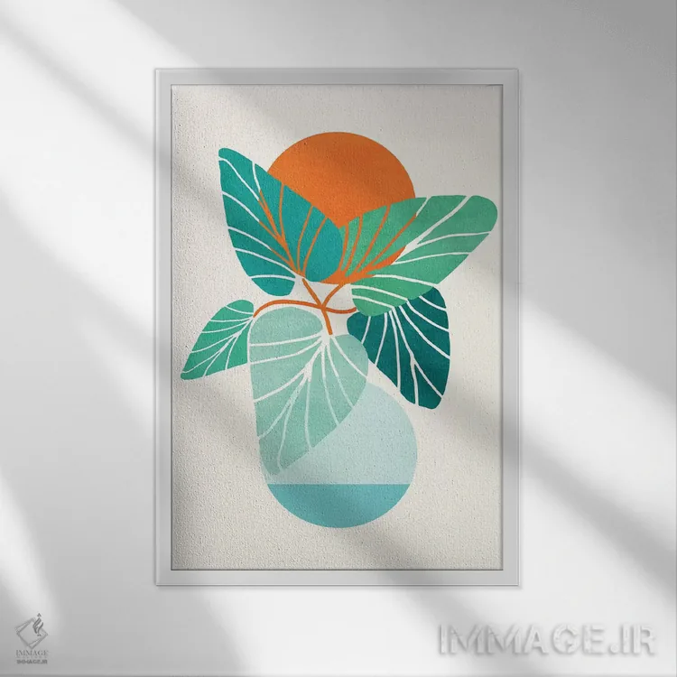 تابلو دکوراتیو زندگی گرمسیری اثر مدرن تروپیکال - نمای قابدار سفید