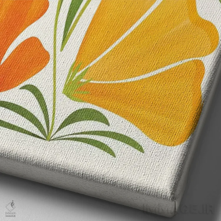 تابلو دکوراتیو گل های وحشی تابستان اثر مدرن تروپیکال - نمای نزدیک بافت بوم