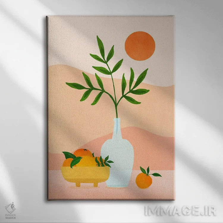 تابلو مینیمال گیجی تابستانی اثر مدرن تروپیکال - نمای روبهرو روی دیوار