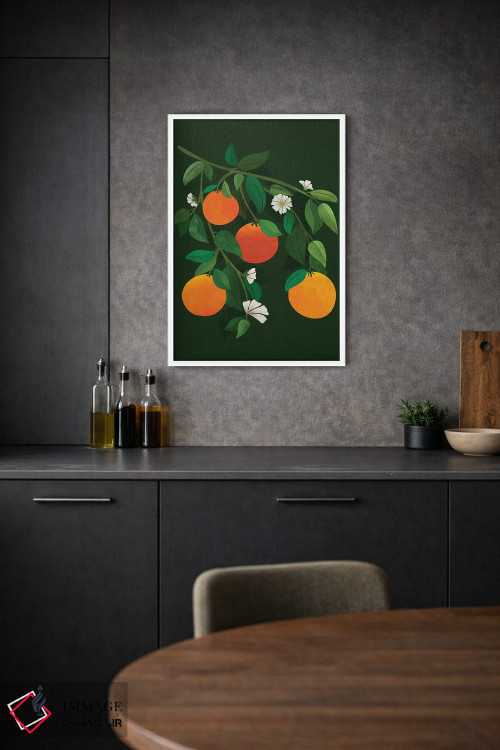 تابلو دکوراتیو پرتقال ها و شکوفه ها اثر مدرن تروپیکال - D1W