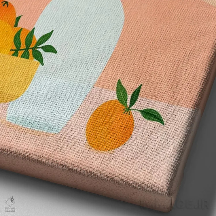 تابلو مینیمال گیجی تابستانی اثر مدرن تروپیکال - نمای نزدیک بافت بوم