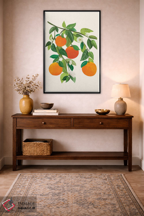 تابلو دکوراتیو پرتقال ها و شکوفه ها II اثر مدرن تروپیکال - D4B