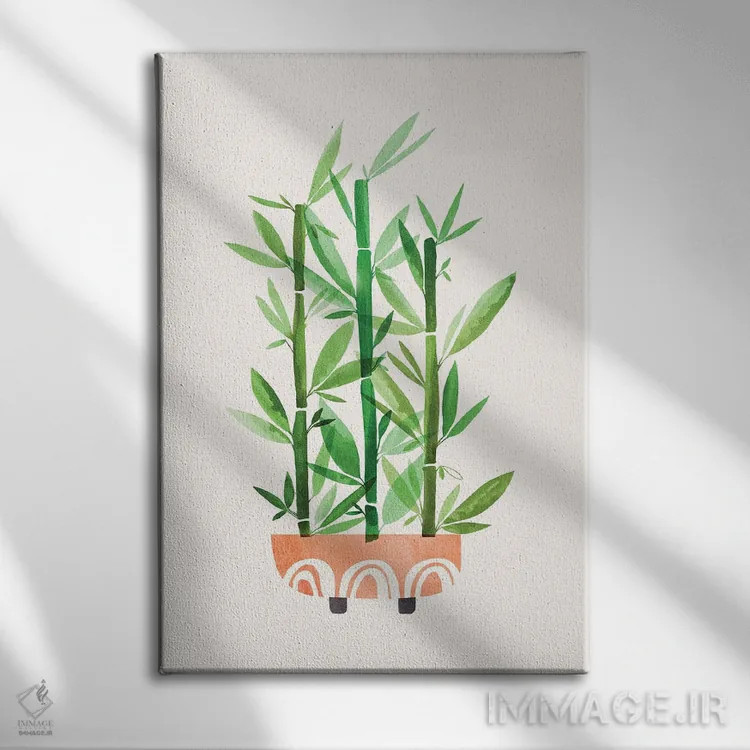 تابلو مینیمال بامبو خوشحال اثر مدرن تروپیکال - نمای روبهرو روی دیوار