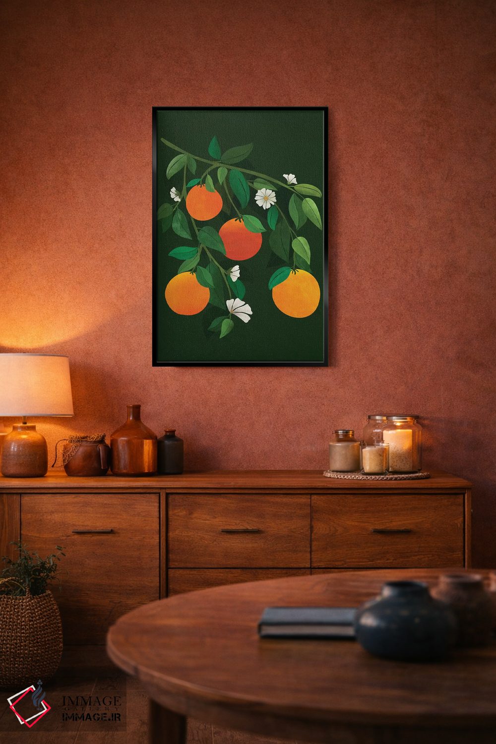 تابلو دکوراتیو پرتقال ها و شکوفه ها اثر مدرن تروپیکال - D6B