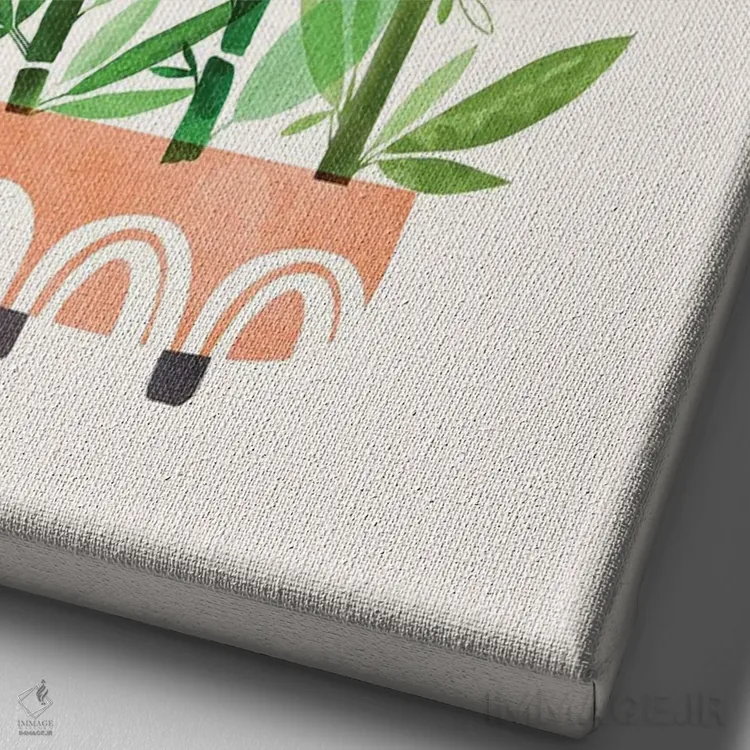 تابلو مینیمال بامبو خوشحال اثر مدرن تروپیکال - نمای نزدیک بافت بوم