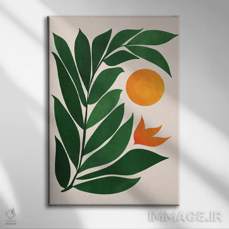 تابلو مینیمال غروب باغ III اثر مدرن تروپیکال - نمای روبهرو روی دیوار