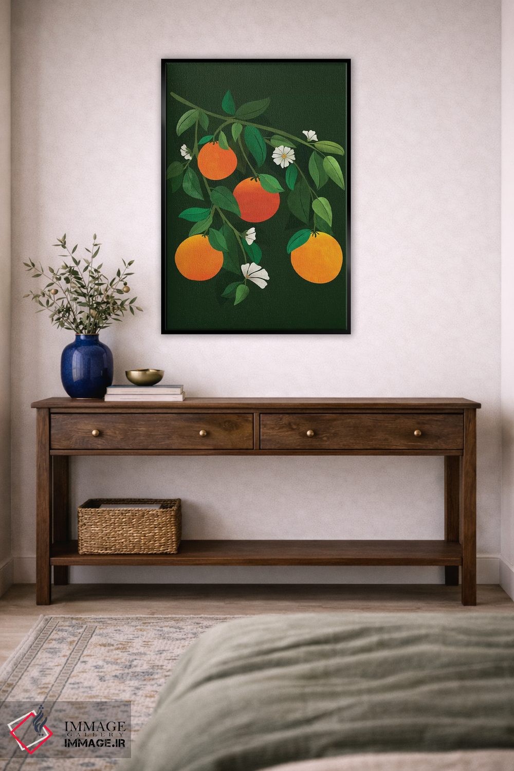 تابلو دکوراتیو پرتقال ها و شکوفه ها اثر مدرن تروپیکال - D5B
