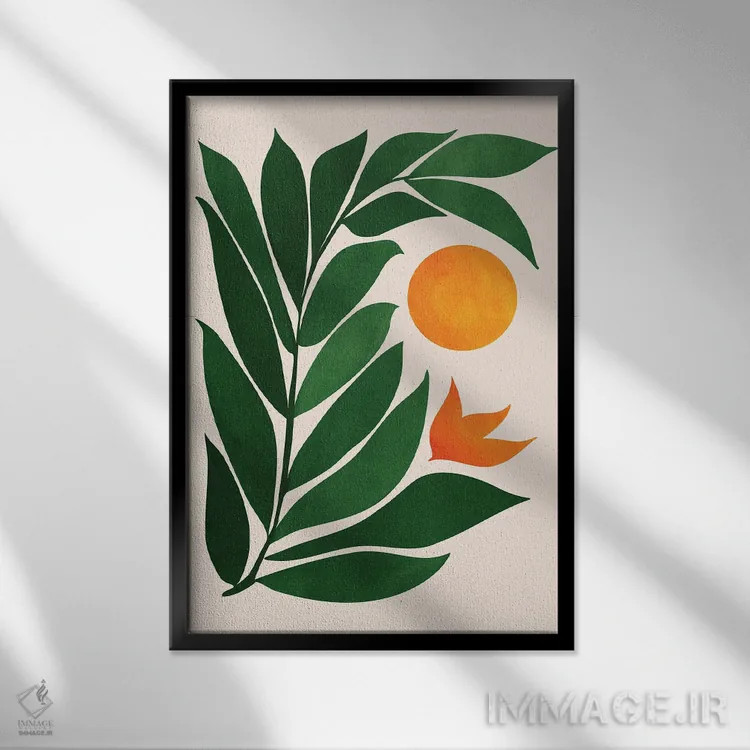 تابلو مینیمال غروب باغ III اثر مدرن تروپیکال - نمای قابدار مشکی