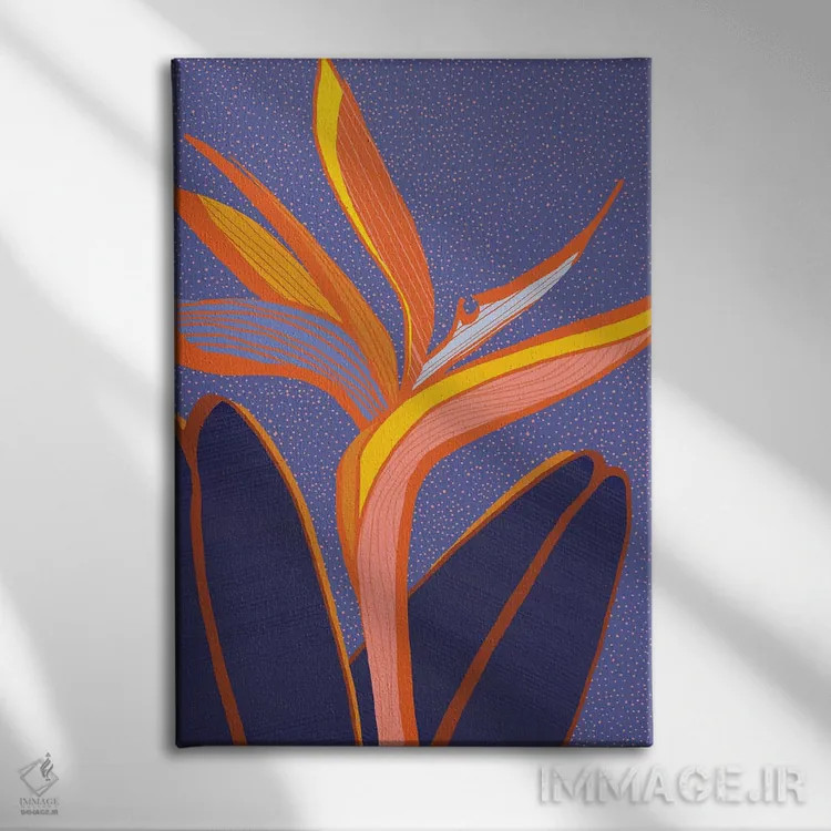 تابلو دکوراتیو پرنده بهشتی اثر مدرن تروپیکال - نمای روبهرو روی دیوار
