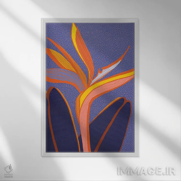 تابلو دکوراتیو پرنده بهشتی اثر مدرن تروپیکال - نمای قابدار سفید