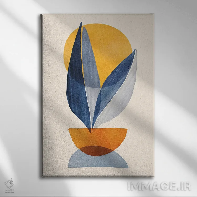 تابلو مینیمال اثر انتزاعی چیدمان آفتاب - نمای روبهرو روی دیوار