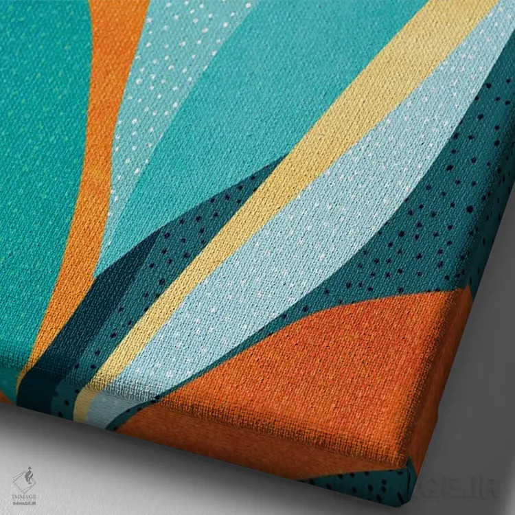 تابلو مینیمال برگ های گرمسیری انتزاعی اثر مدرن تروپیکال - نمای نزدیک بافت بوم