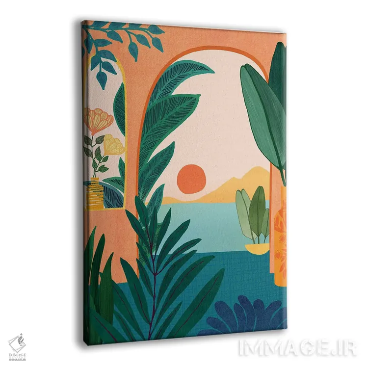 تابلو دکوراتیو عصر گرمسیری اثر مدرن تروپیکال - نمای پرسپکتیو محصول