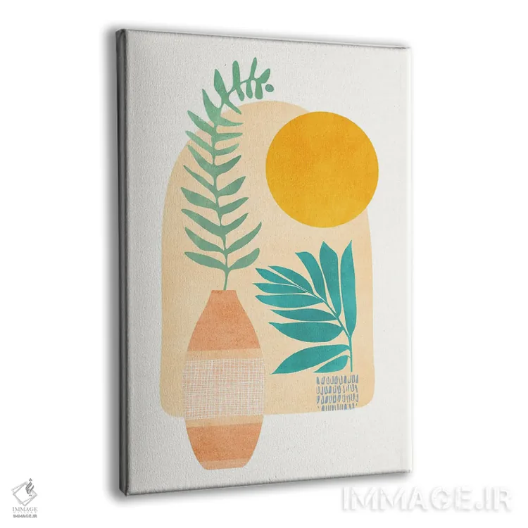 تابلو مینیمال تخم مرغ نیمرو اثر مدرن تروپیکال - نمای پرسپکتیو محصول