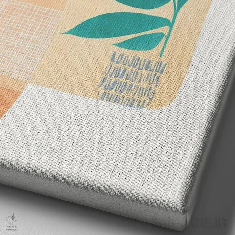 تابلو مینیمال تخم مرغ نیمرو اثر مدرن تروپیکال - نمای نزدیک بافت بوم